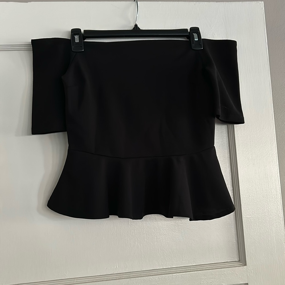 Iris Black Off the Shoulder Cinched Waist Blouse Size Small